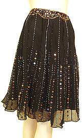 #ks110. Bead Embellished Knee Length Skirt .