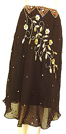#ks87. Bead Embellished Knee Length Skirt .