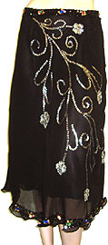 #ks88. Bead Embellished Tea Length Skirt.