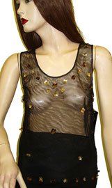 #kt80-2. Sleeveless Net Top with Gold Petal Sequins.