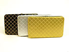 #la73096. Checker Metallic Frame Clutch/Wallet.