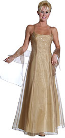 Criss Crossed Rhinestone Organza Formal Dress