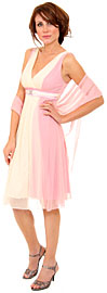 Knee Length V Neck Cocktail Dress with Waist Belt