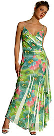 Party Dresses item p216. Spaghetti Strapped Floral Print Sun Dress. Spaghetti strapped floral print sun dress. The Green color is shown.