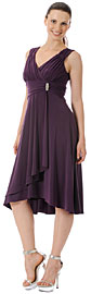 Broad Straps Asymmetric Party Dress with Side Brooch