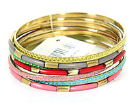 Set of 7 Piece Assorted Bangle Bracelets. pob-04606a.