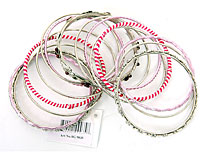 Set of 15 Pink/Silver Accented Bangles Bracelet. pob-04822.