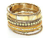 Set of 9 Gold Bangle Bracelets. pob-04867.