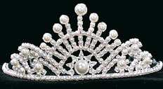 Accessories item ps34. Rhinestone Tiara. Crystal Rhinestone Tiara with combs in Silver; height measures 3".