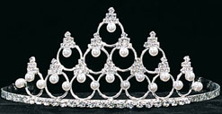 Accessories item ps488. Rhinestones Tiara. Crystal Rhinestone Tiara with combs in Silver; height measures 2.5".