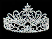 Accessories item ps768. . Crystal Rhinestone Tiara; On combs. Measures 5" x 6.5"; Silver tone.