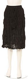 Knee Length Crinkled Black Skirt. skt-b3.