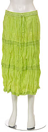 Knee Length Crinkled Lime Green Skirt. skt-b5.