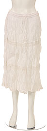 Knee Length Crinkled White Skirt. skt-b4.