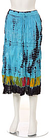 Tie & Dye Crinkled Aqua Multi Skirt. skt-c2.