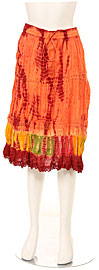 Tie & Dye Crinkled Orange Skirt. skt-c1.