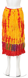 Tie & Dye Crinkled Yellow Multi Skirt. skt-c3.