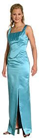 Satin Beaded Full Length Bridesmaid Dress