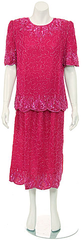 Two Piece Formal Blouse and Skirt Set
