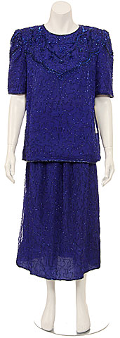 Two Piece Fully Sequined Blouse and Skirt Set