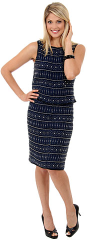 Round Neck Sleeveless Sequined Blouse and Straight Skirt