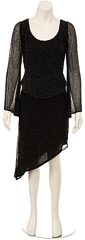 Round Neck Full Sleeves 2-Piece Beaded Cocktail Dress . 0052.