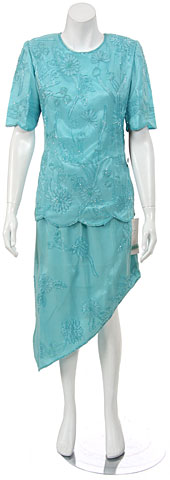 Short Sleeved 2 PieceTea Length Formal Dress