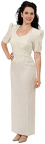 Half Sleeved Full Length Beaded Gown