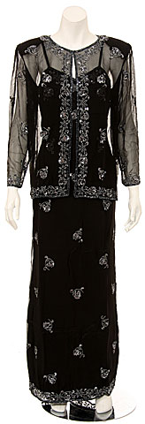 Two Piece Full Length Spaghetti Evening Gown and Jacket
