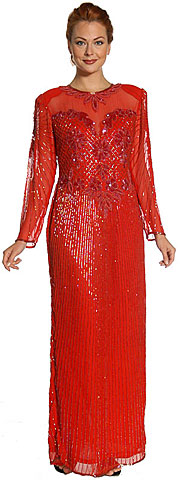 See Thru Bodice and Long Sleeved Beaded Dress