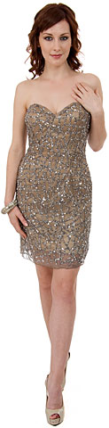 Strapless Sequined Short Prom & Plus Size Prom Dress.. 10111.