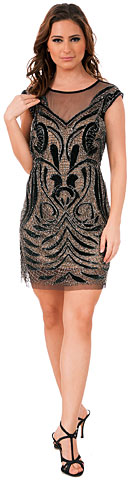 Beaded Short Homecoming Party Dress with Illusion Back. 10200.