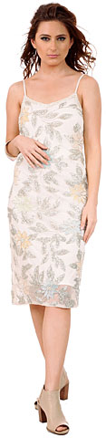 Floral Sequins Pattern Knee Length Plus Size Prom Dress . 10203.