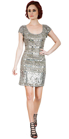 Fully Sequined Short Sleeves Homecoming Homecoming Dress. 10214.