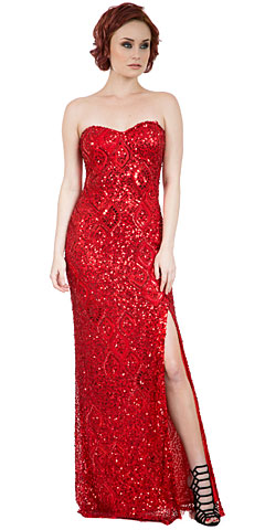 Strapless Sweetheart Sequins Long Plus Size Prom Dress. 10234.