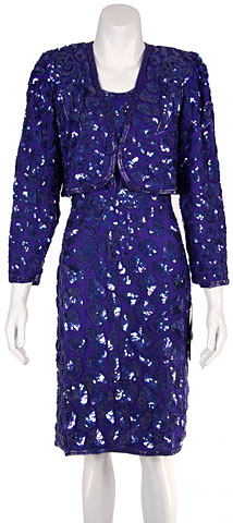 Short Sequin Beaded 2 Piece Sequin Formal Dress. 1025n.