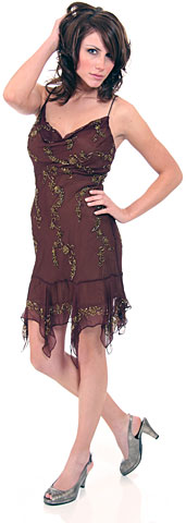 Spaghetti Strapped Cocktail Dress With Asymmetrical Skirt