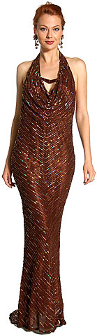 Halter Neck Low Back Sequined Prom Dress. 1060.