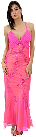 Floral Beaded Slim Cut Prom Dress. 1062.