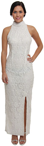 Full Length Floral Beaded Turtle Neck Gown