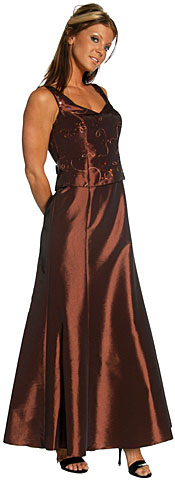 Embroidered Bodice V-Neck Formal Evening Dress. 11067.
