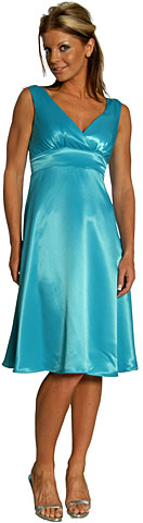 V-Neck Short Poly Satin Graduation Dress.. 11090.