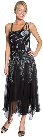 Asymmetric Floral Beaded Formal Dress. 1109.