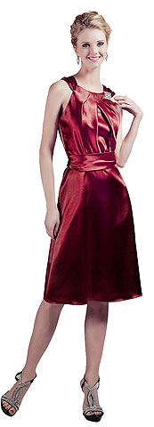 Short High Neckline Satin Bridesmaid Dress. 11223.