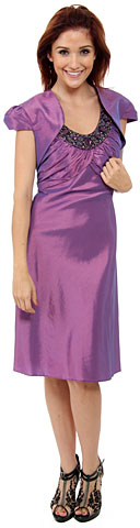 Embellished Neckline Formal Knee Length Dress with Jacket. 11284.