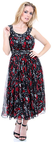 Scoop Neck Glittery Beaded Cocktail Dress