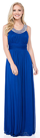 Pearls U-Neck Ruched Long Formal Bridesmaid Dress . 11392.