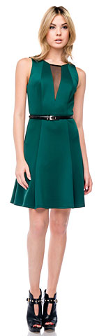 Paneled Techno Short Dress with Belt on Waist. 11403.