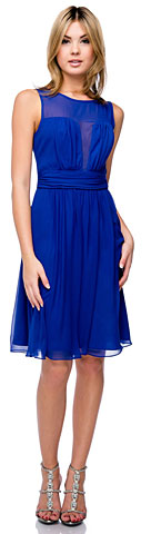 Semi Sheer Top Chiffon Short Bridesmaid Dress. 11407.