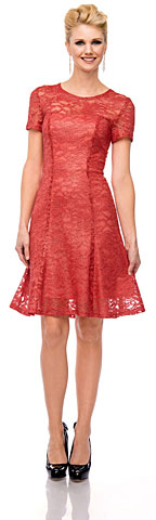 Short Sleeves Metallic Lace Short Formal Party Dress. 11420.